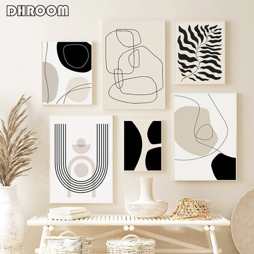 Abstract Boho Canvas Wall Art for Living Room Decor